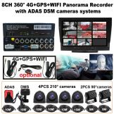 AI 360 8CH Vehicle Panorama Video system ADAS DMS BSD 4G GPS WIFI MDVR H8PRO